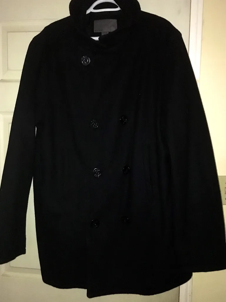 Black Double-Breasted Wool PeaCoat photo 1
