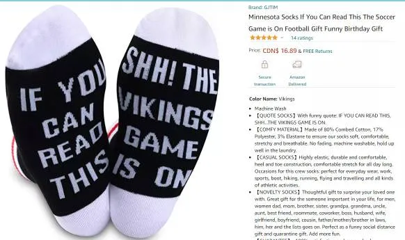 Minnesota Vikings Socks Never Opened photo 1