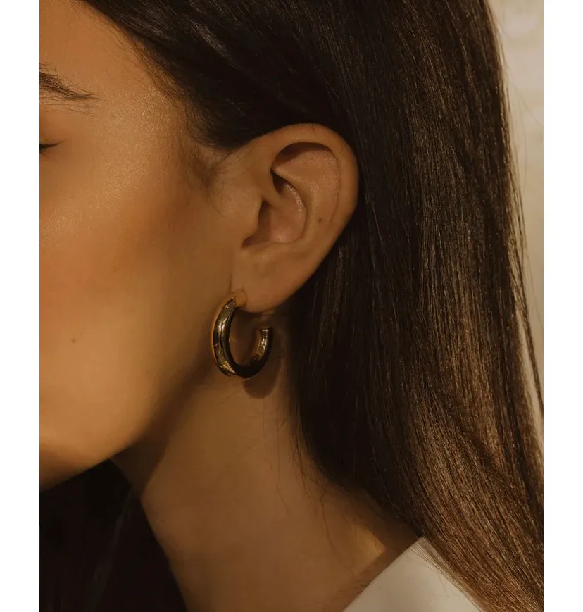 BNIB Chunky Gold Hoops photo 1