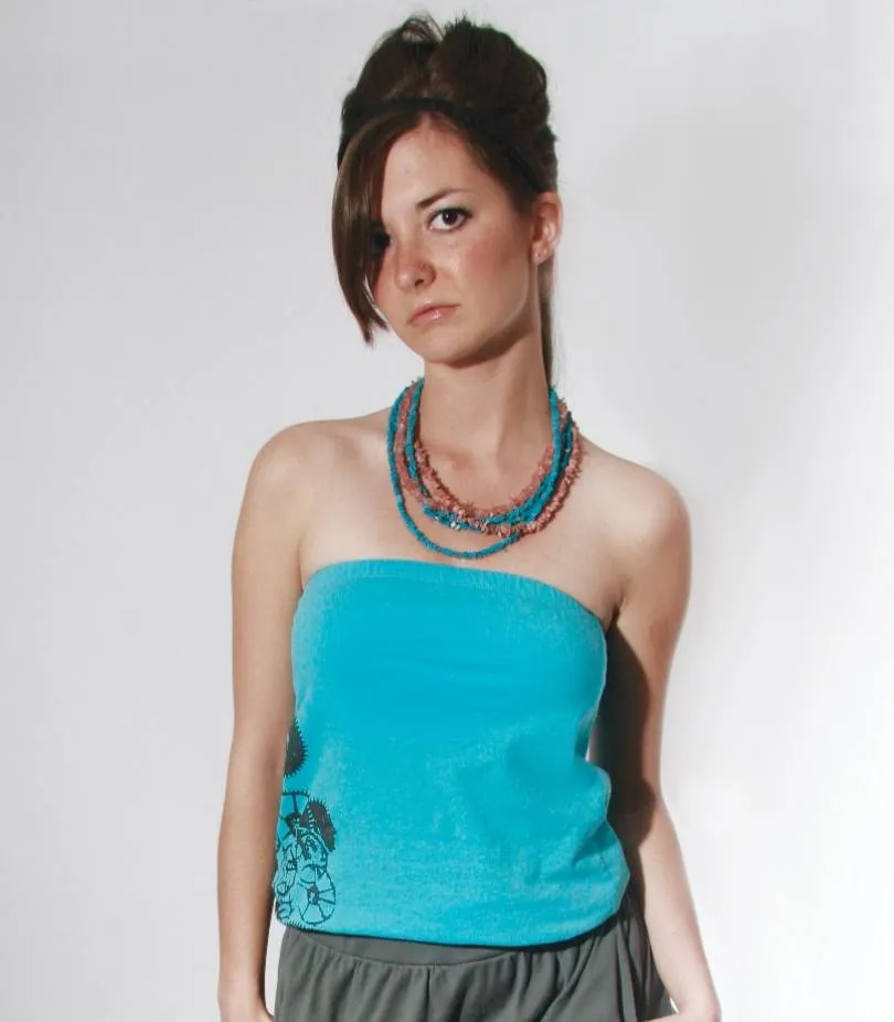 🆕 BNWT Teal Gear Print Tube Top (multiple sizes) photo 1