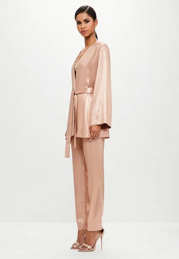 blush metallic long loose jacket photo 1