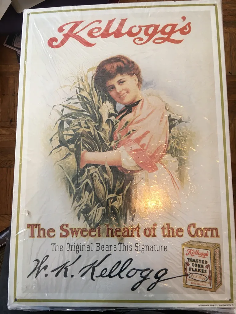 Vintage Cornflakes tin advertising sign photo 1