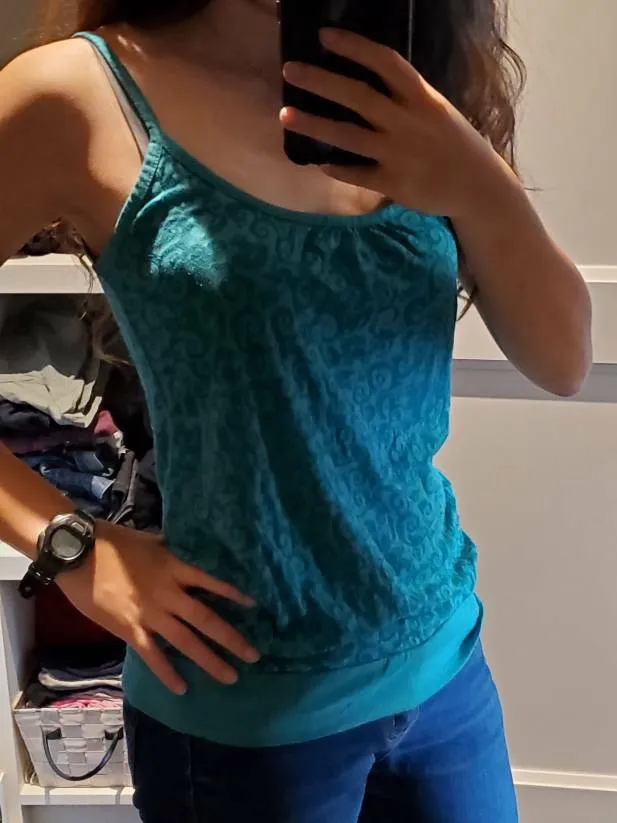 Blue-green Swirl-pattern Tank Top photo 1