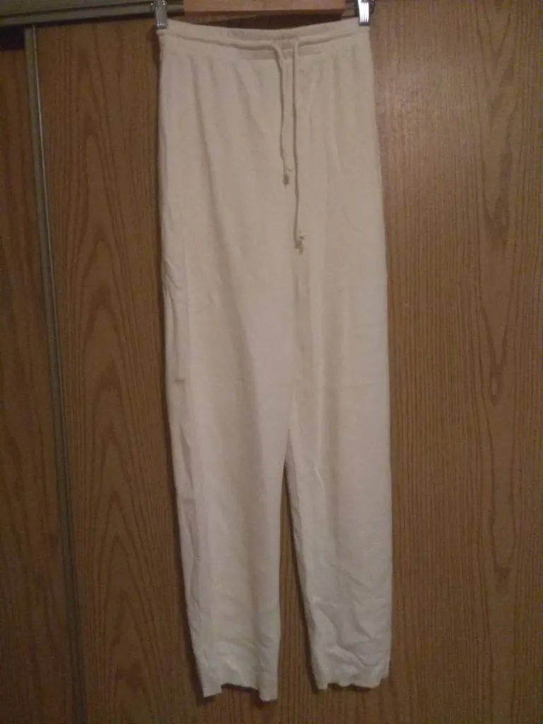 White Size S Cotton Drawstring Pants photo 1