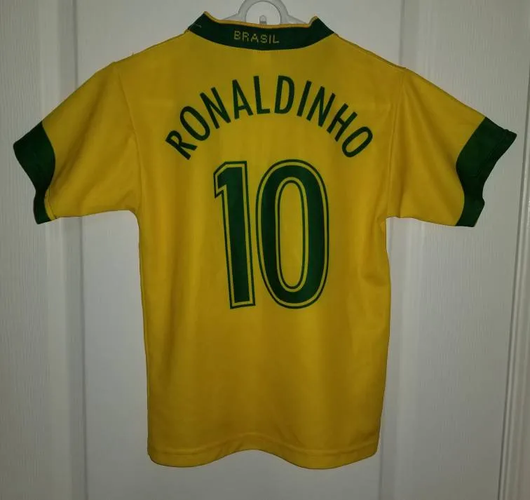 Brasil #10 Ronaldinho Child's Soccer / Football Jersey Top Si... photo 1