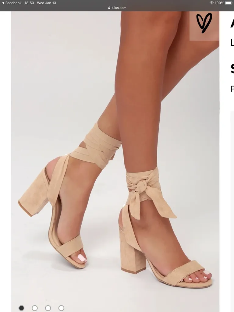 Lulus Nude Suede Lace-up Heels - Sz 7.5 NWT photo 1
