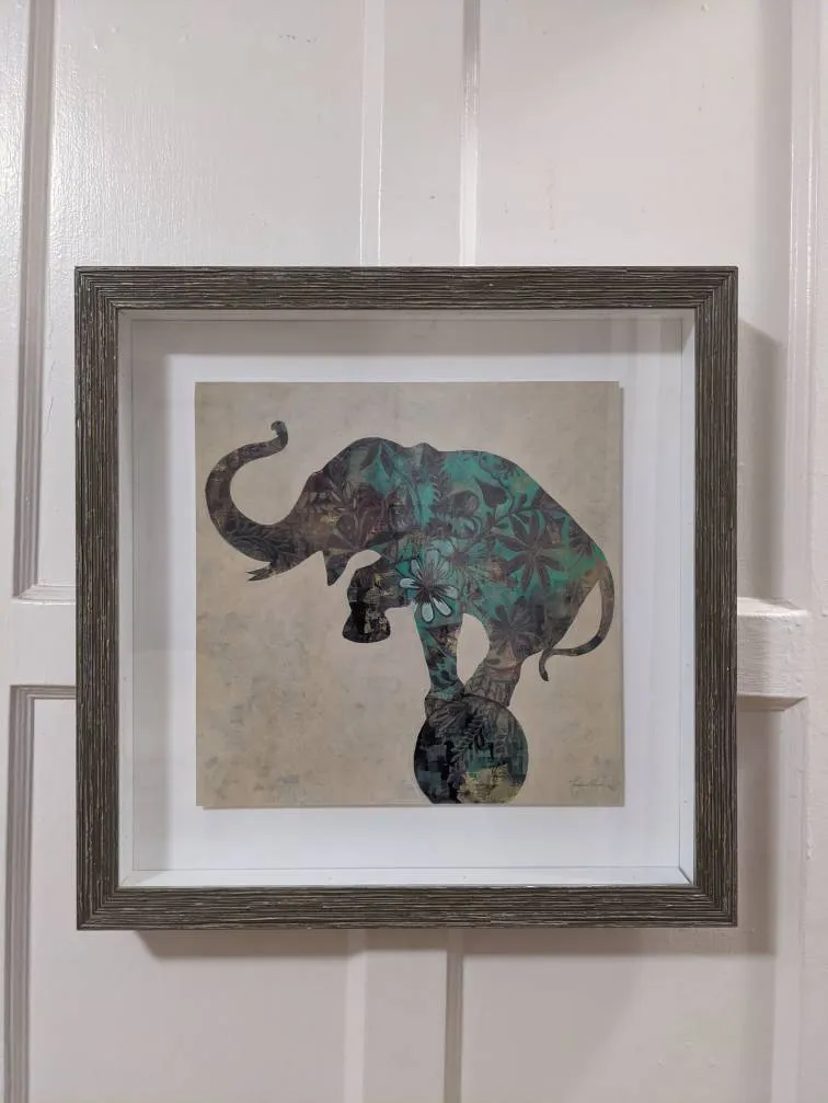 Elephant Print In Wooden Box Frame photo 1