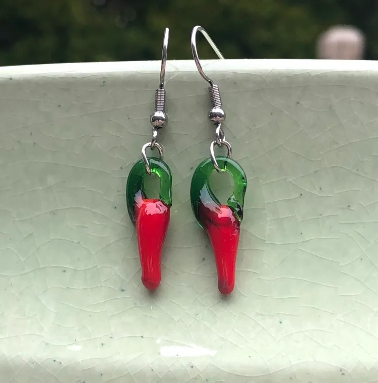 Glass Chili Pepper Earrings🌶 photo 1