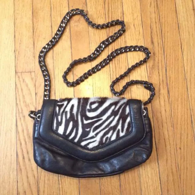 Nanette Lepore Black Leather & Pony Hair Purse photo 1