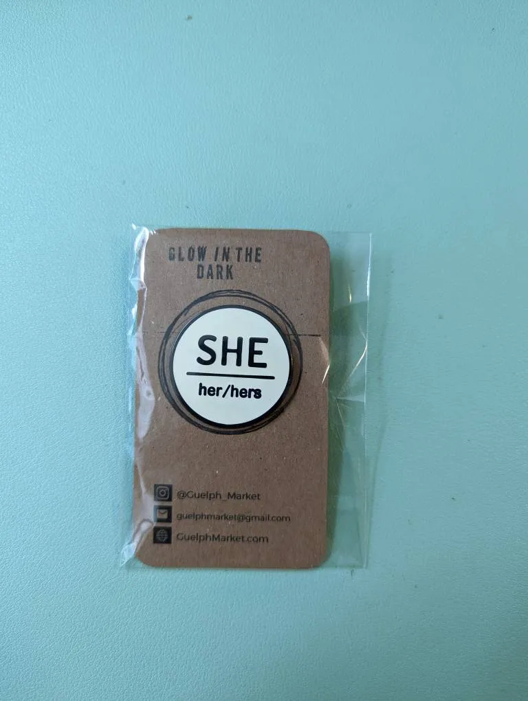 Pronouns Glow-in-the-dark Pin SHE/HER photo 1