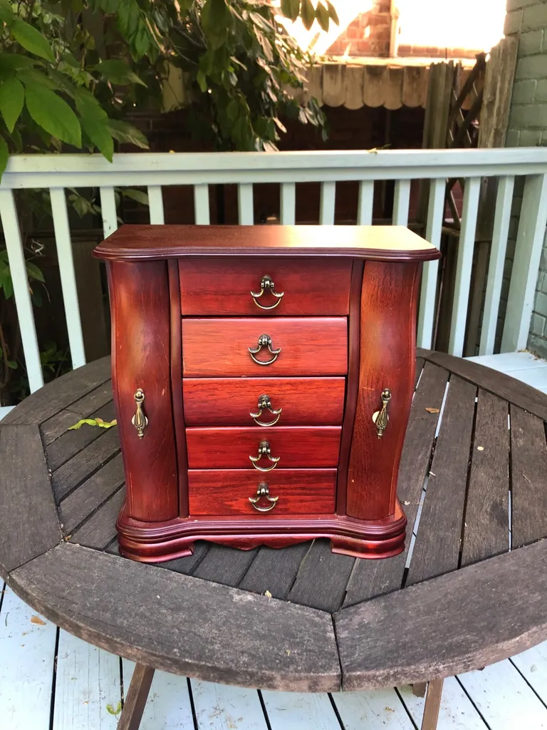 vintage wooden jewellery cabinet/box photo 1