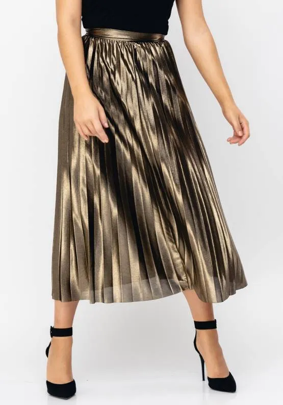Gold Pleated Skirt photo 1