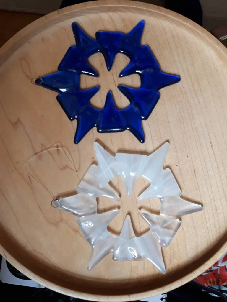 Set Of 2: Glass Snowflakes Hangings photo 1