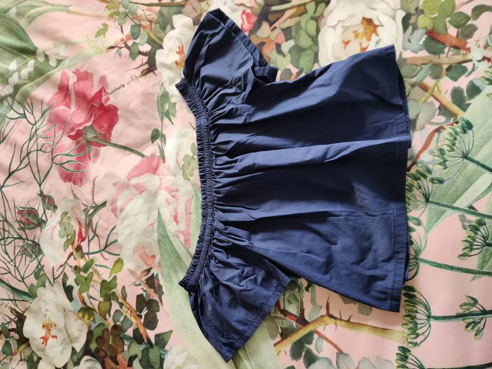 Navy Off Shoulder Crop Top photo 1