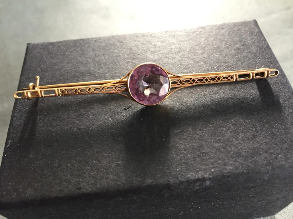 Costume Amethyst Bar Pin photo 1