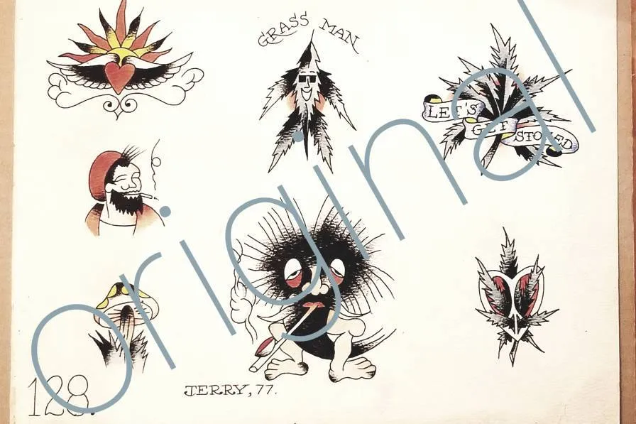 Sailor Jerry Hand Painted Tattoo Flash Sheet. 1977 photo 1