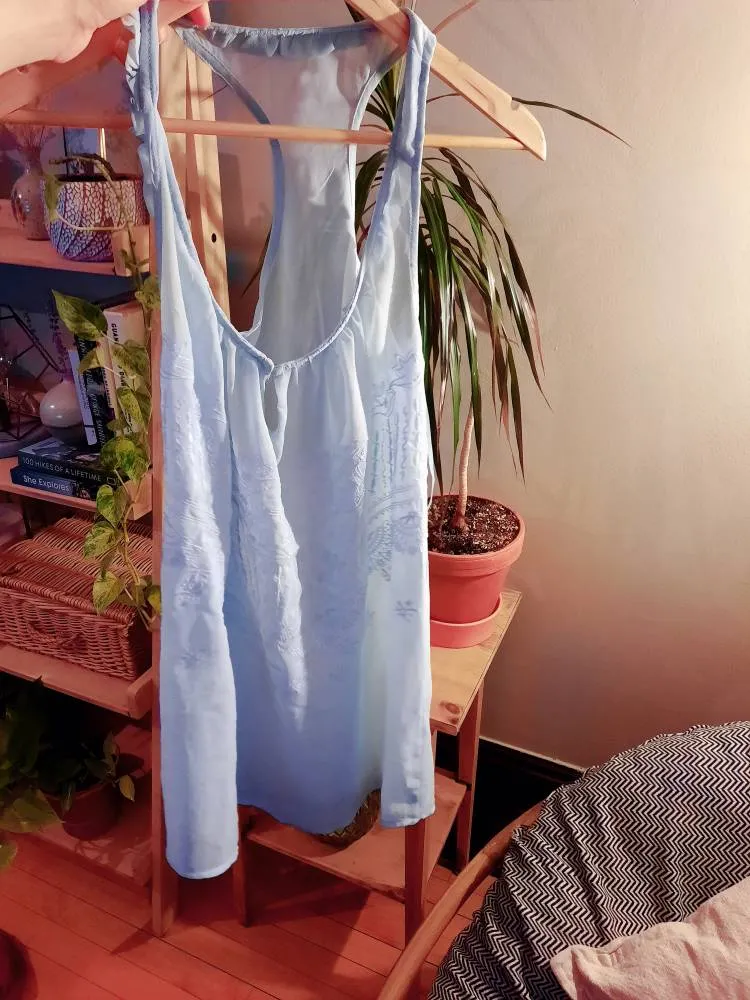 Light blue tank top with Embroidery photo 1