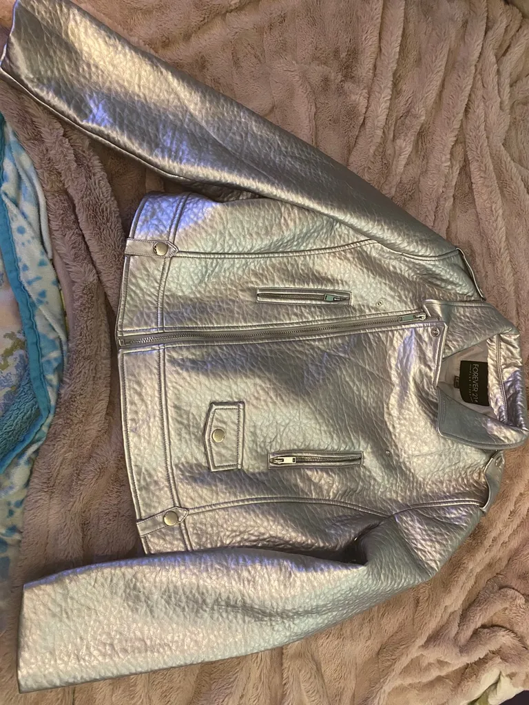 Forever 21 Plus Silver Lavender Moto Jacket 2XL photo 1