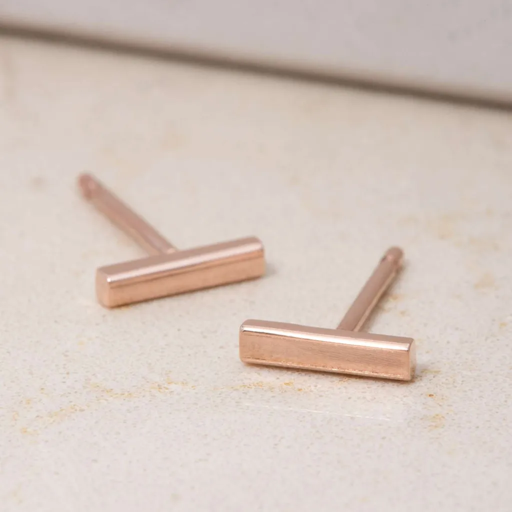 Rectangular Studs In Rose Gold photo 1