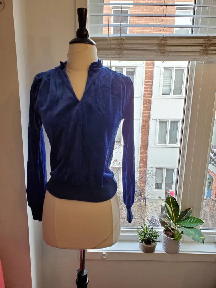 Vintage Blue Velvety Top photo 1