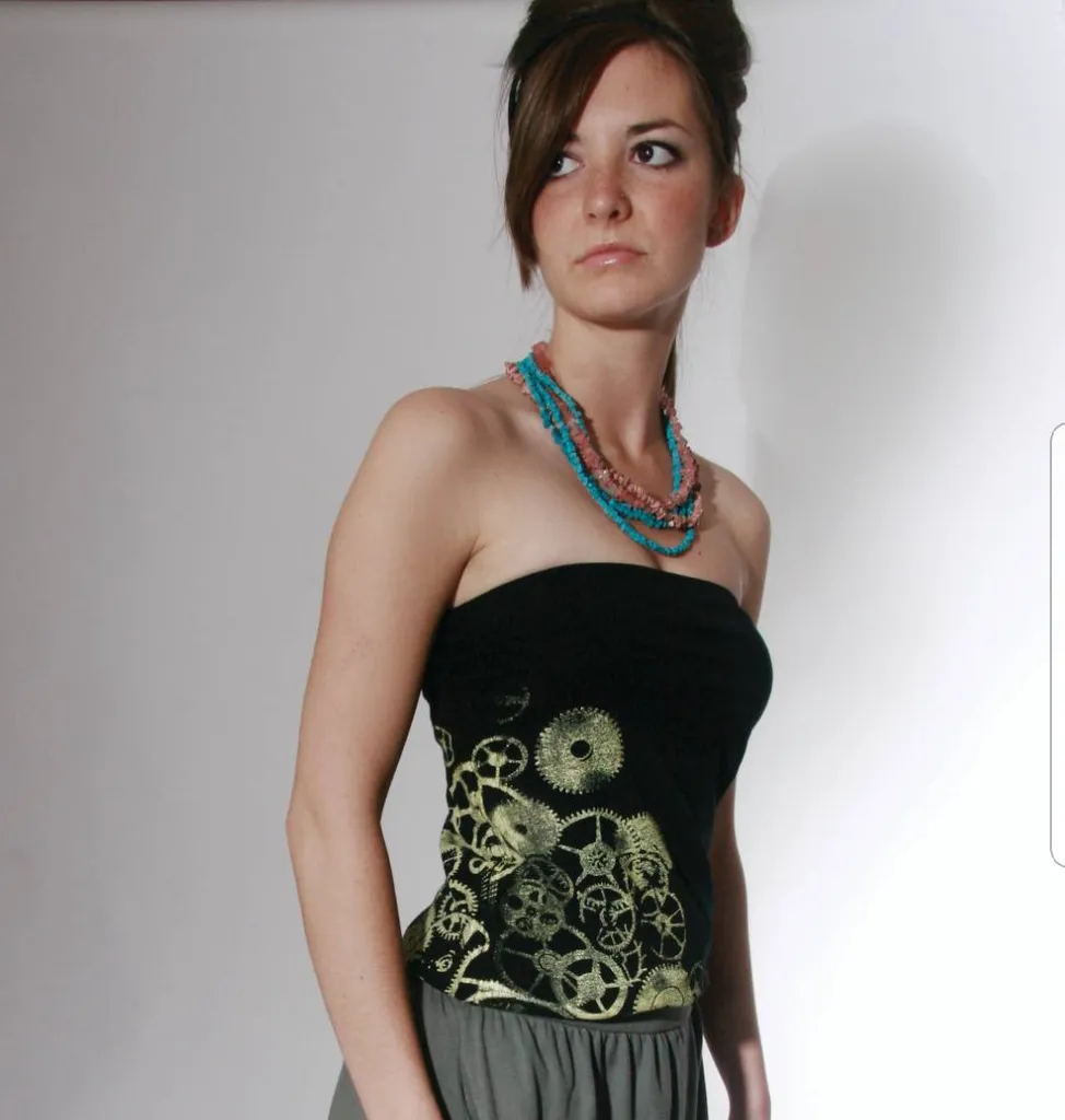 🆕 BNWT Black Gear Print Tube Top (multiple sizes) photo 1