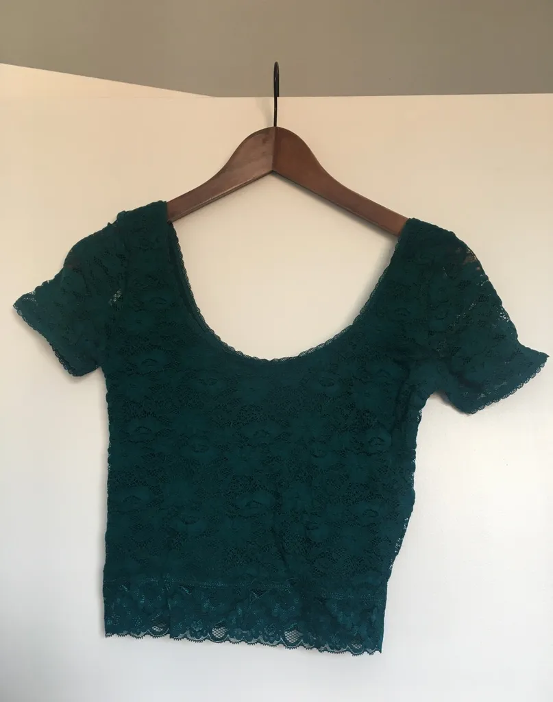 New Turquoise Lace Crop Top photo 1