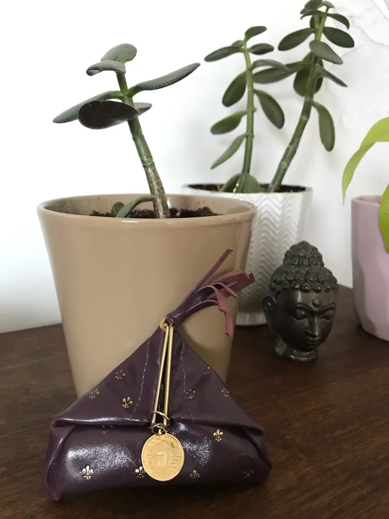 Purple Italian leather coin purse photo 1