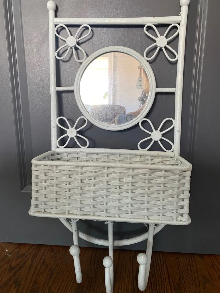 Wicket Basket Mirror W Hooks photo 1