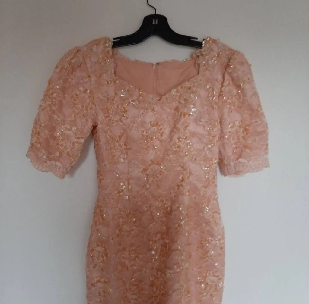 vintage peach sequin dress photo 1