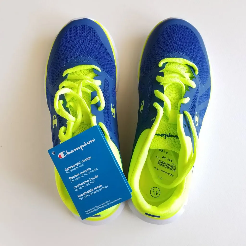 NEW Sneakers Blue Lime Shoes Unisex photo 1