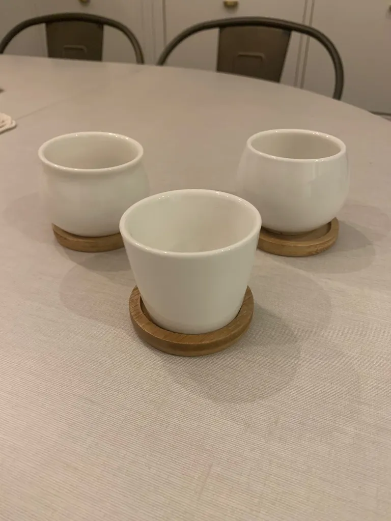 Set of 3 Small White Pots photo 1