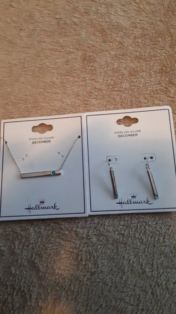 December Birth Stone Sterling Silver necklace and Earrings set. photo 1