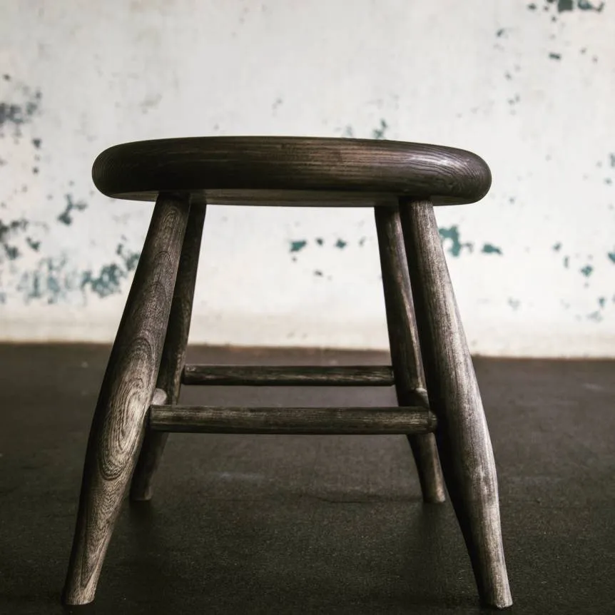Iil' 12" Ash Milking Stool- Ebony Stain photo 1