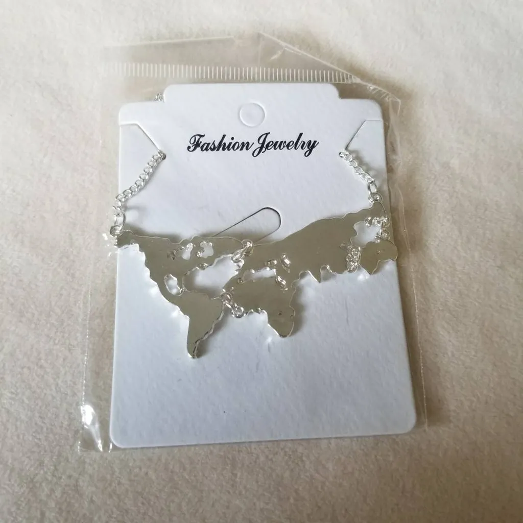 3 x NEW World Map Necklace Gold Silver Color photo 1