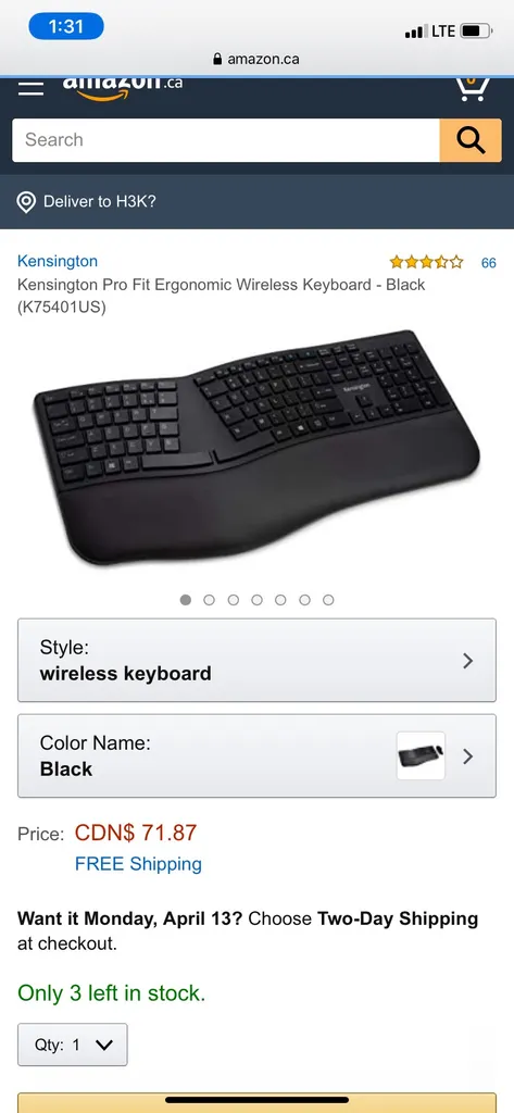 Ergonomic Wireless Keyboard & Mouse photo 1