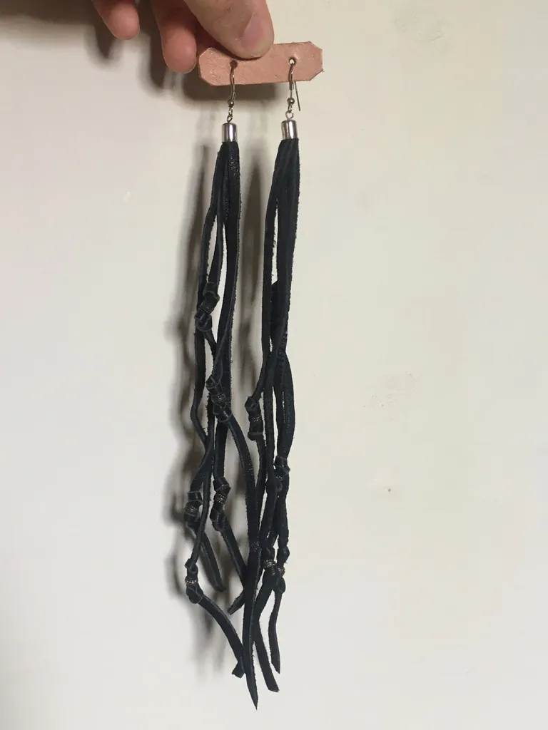 Leather Beaded Earrings photo 1