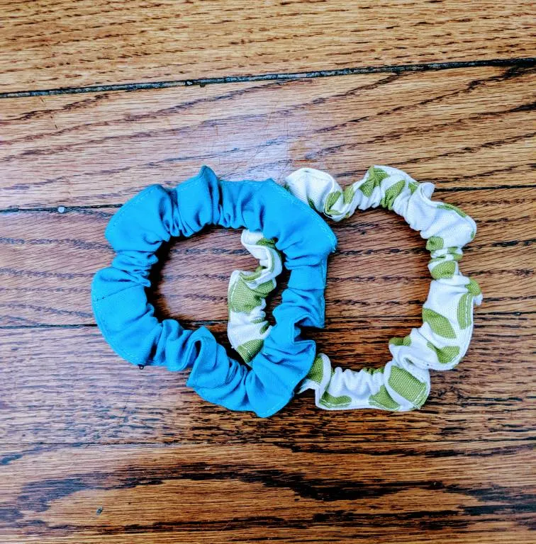 Teal And Leafy Green Scrunchie Pair photo 1