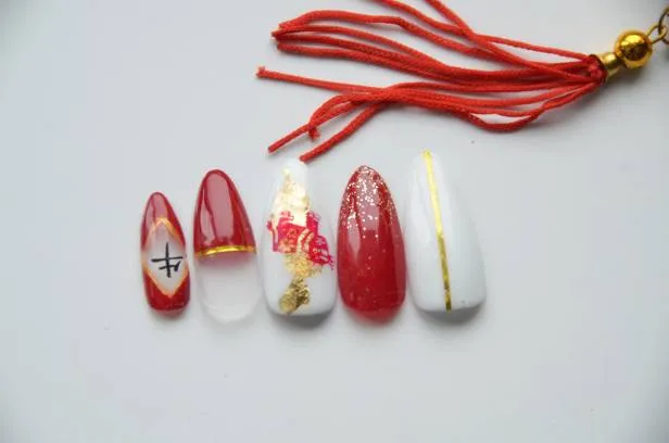 Lunar New Year Red and Gold OX Press on Nails, Chinese New Ye... photo 1