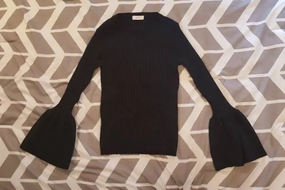 Bell Sleeve Black Sweater photo 1