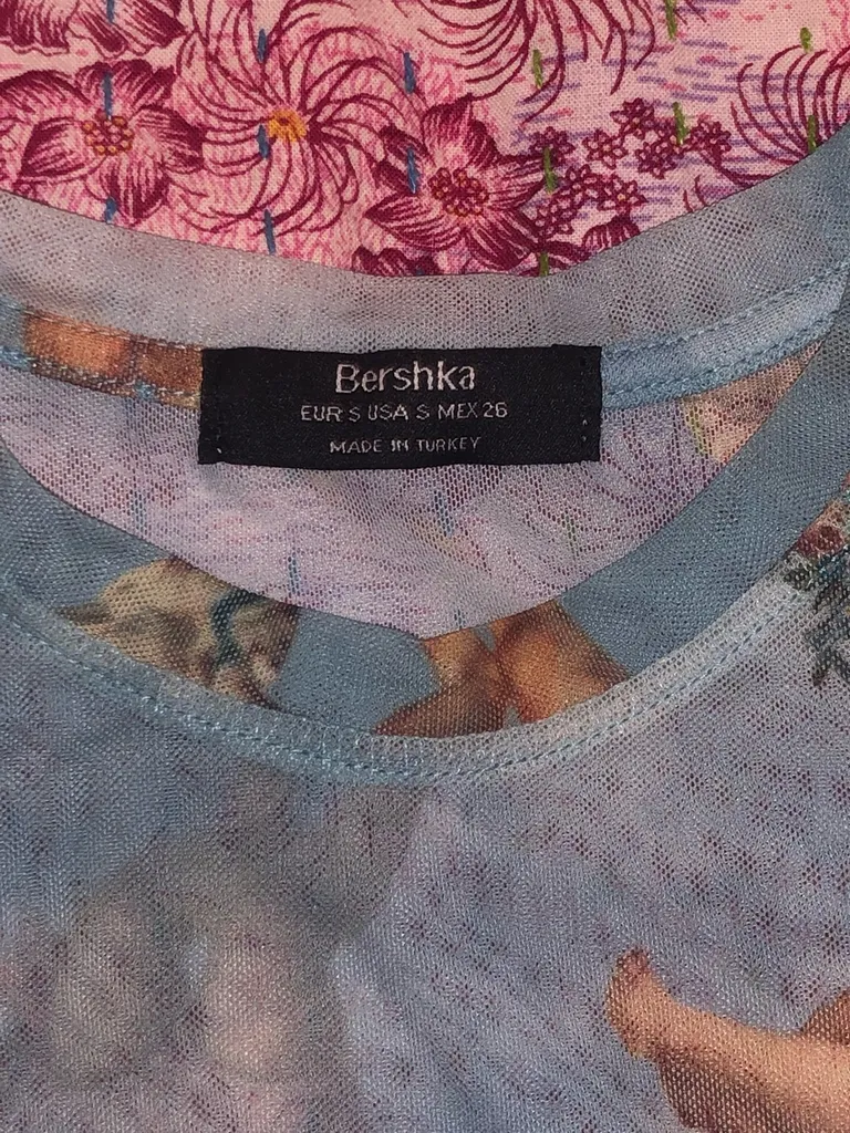 bershka mesh blue trendy top photo 1