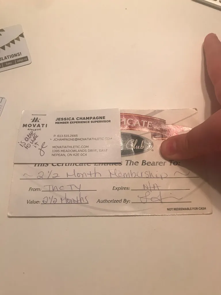 MOVATI GIFT CERTIFICATE photo 1