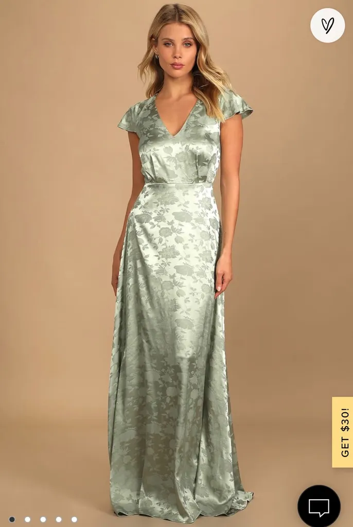 BNWT Mint Satin Floral Gown photo 1