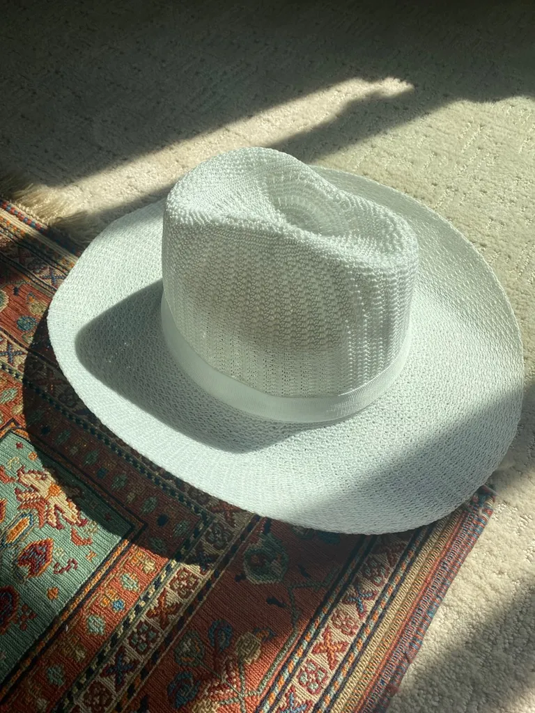 White Woven Cowboy Hat photo 1