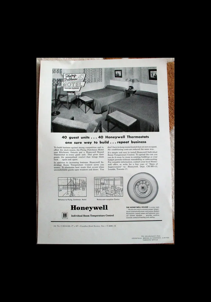 HONEYWELL CONTROL & FLYING DUTCHMAN 1955 Pre Print Advertisem... photo 1