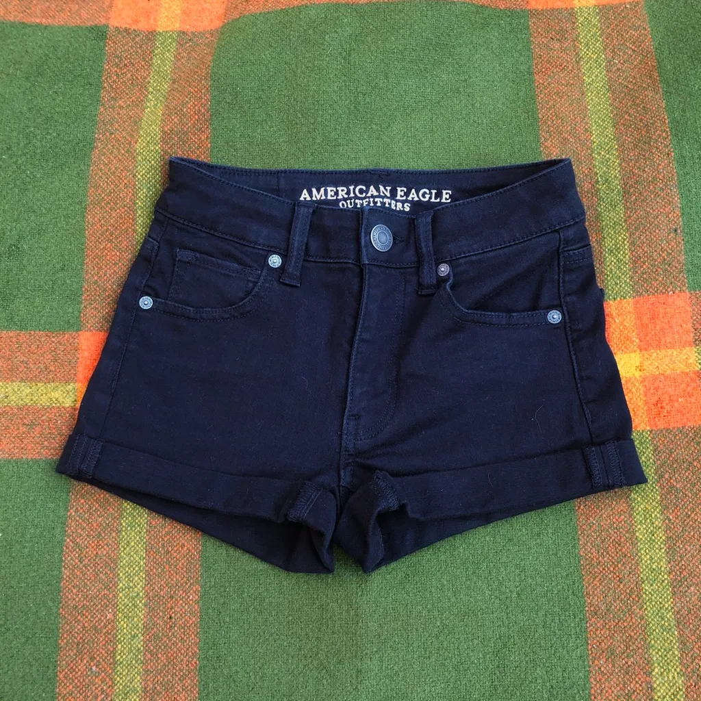 American Eagle Black Denim Shorts photo 1