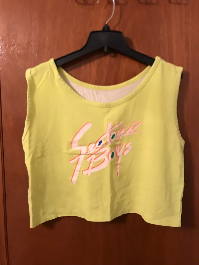 Vintage Neon Yellow Green Crop Top photo 1