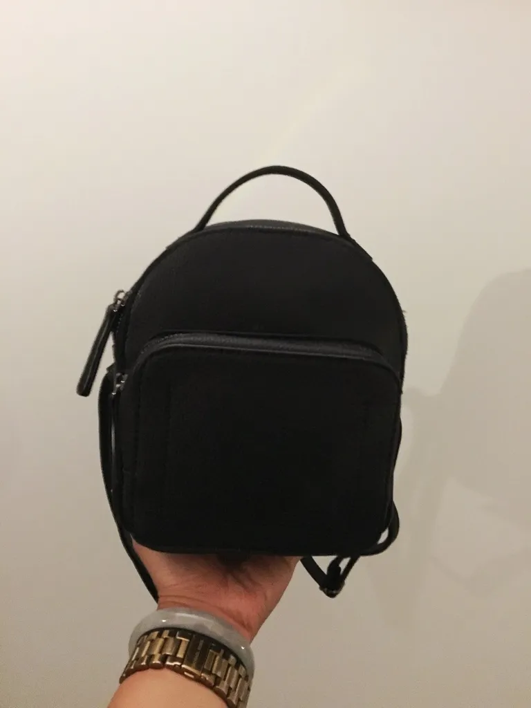 Mini Black Pleather Backpack photo 1