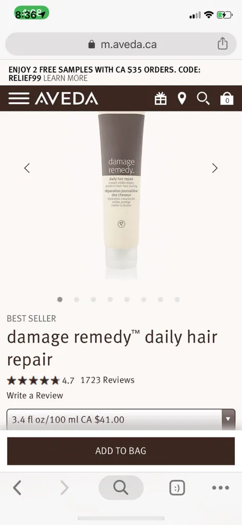 Aveda damage Repair Leave In Conditioner BNIB photo 1
