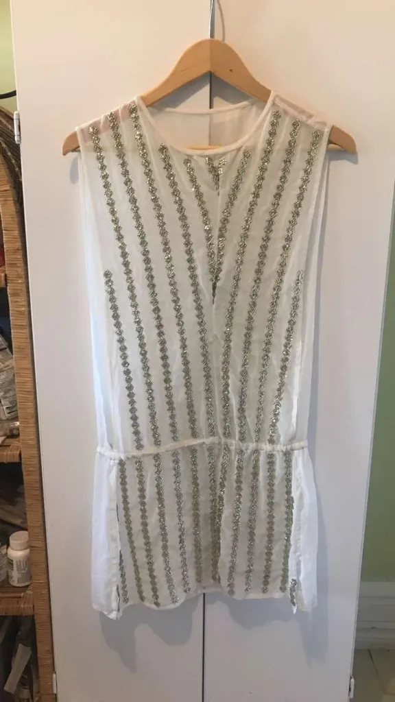 White Dress W Gold sequins photo 1