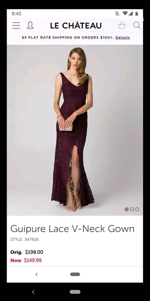 Le Chateau Dark Plum Lace Dress Size Small photo 1